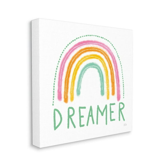 Stupell Industries Dreamer Text Dotted Line Rainbow Girl Inspirational Phrase Canvas Wall Art Design by Melissa Averinos, 36" x 36"