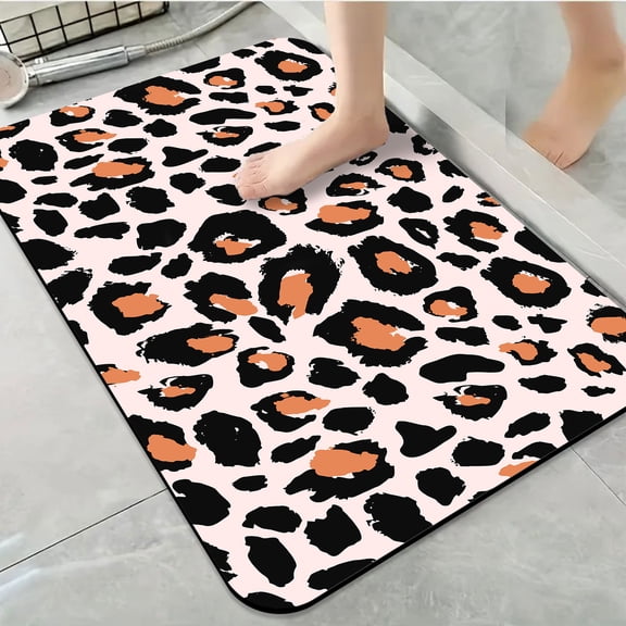 1pc Stylized Leopard Print Bathroom Rug Bathroom Decor and Accessories- Durable,Anti Slip,And Quick Drying,Suitable For Indoor/outdoor Use - Perfect For Bathrooms,Bedrooms,Kitchens