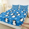 thumbnail image 3 of Manfei Funny Cartoon Penguin Queen Sheet Sets for Teen, Kawaii Animal Lover Flat Sheet, Merry Christmas Queen Fitted Sheet, Ultra Soft Home Decor, 4pcs, 3 of 7