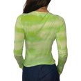 thumbnail image 3 of Mialoley Women Long Sleeve Pullover Unique Printing Round Neck Semi-transparent Tight Slim Tops, 3 of 5