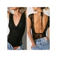 thumbnail image 6 of Yunliwuli Women Basic Floral Lace T-Shirts Backless Summer Cap Sleeve Tops Casual Pullovers for Streetwear Aesthetic Clothes, 6 of 7