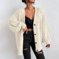 thumbnail image 6 of Womens Oversized Cable Knit Cardigan Sweater Button Front V Neck Long Sleeve Soft Warm Casual Outerwear for Fall Winter Daily Wear Ladies Top, L, 6 of 6