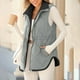 thumbnail image 4 of Chaquetas y abrigos casuales sin mangas y sin capucha para mujer, chalecos de invierno para mujer, chaqueta polar sin mangas, cuello alto con cremallera, abrigo largo cálido con cordón y bolsillos, ro, 4 of 9