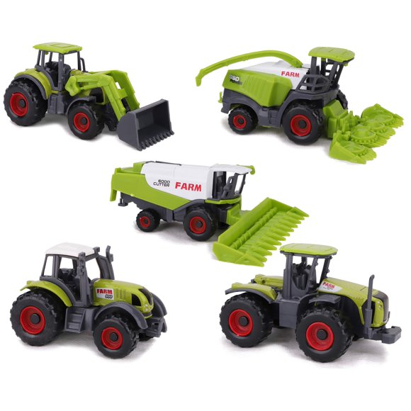 Toyland Juego de 5 juguetes de maquinaria agrícola de metal fundido a presión de color verde - Aproximadamente 4,5 cm cada uno - ¡Incluye tractores, cosechadoras y más!
