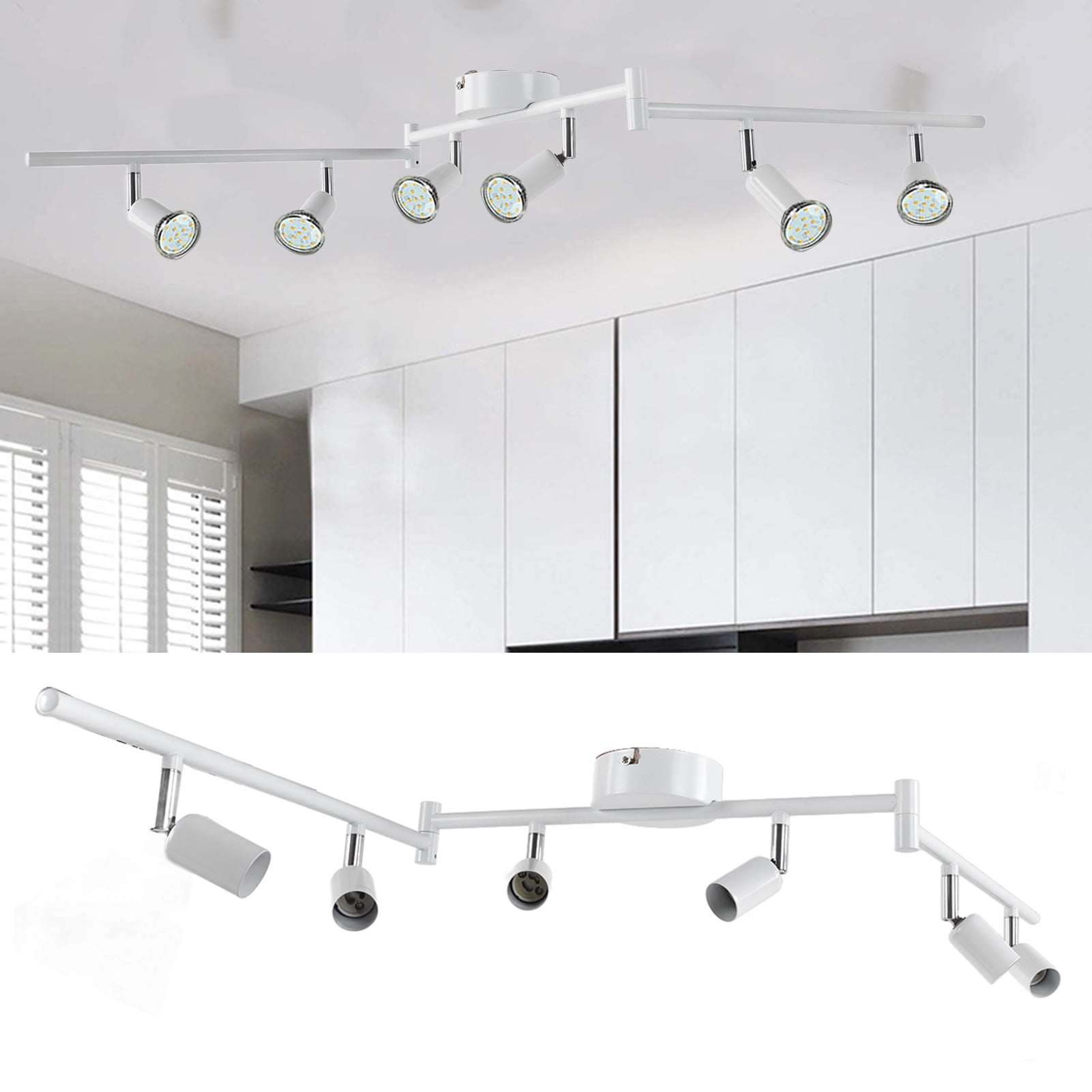 OTVIAP 1969 Inches White Finish Rotatable Head Flexible Track Lighting Sets