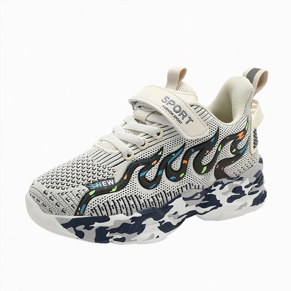 Zuwimk Boys Girls Kids Sneakers Running Athletic Shoes Breathable,Comfortable,Non-slip,Easy wear,Casual fashion,sport,Little/Big Kid(Beige,13-13.5 Years)