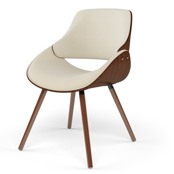 Simpli Home Malden Bentwood Dining Chair with Wood Back in Natural Linen Look Fabric