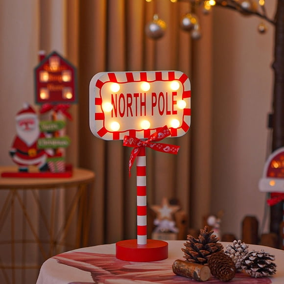 Luces decorativas navideñas para letreros de calle - Luces LED de madera para ventanas, escritorios y ambiente navideño - Luces decorativas para árboles de Navidad, mesas de comedor, salas de estar, d