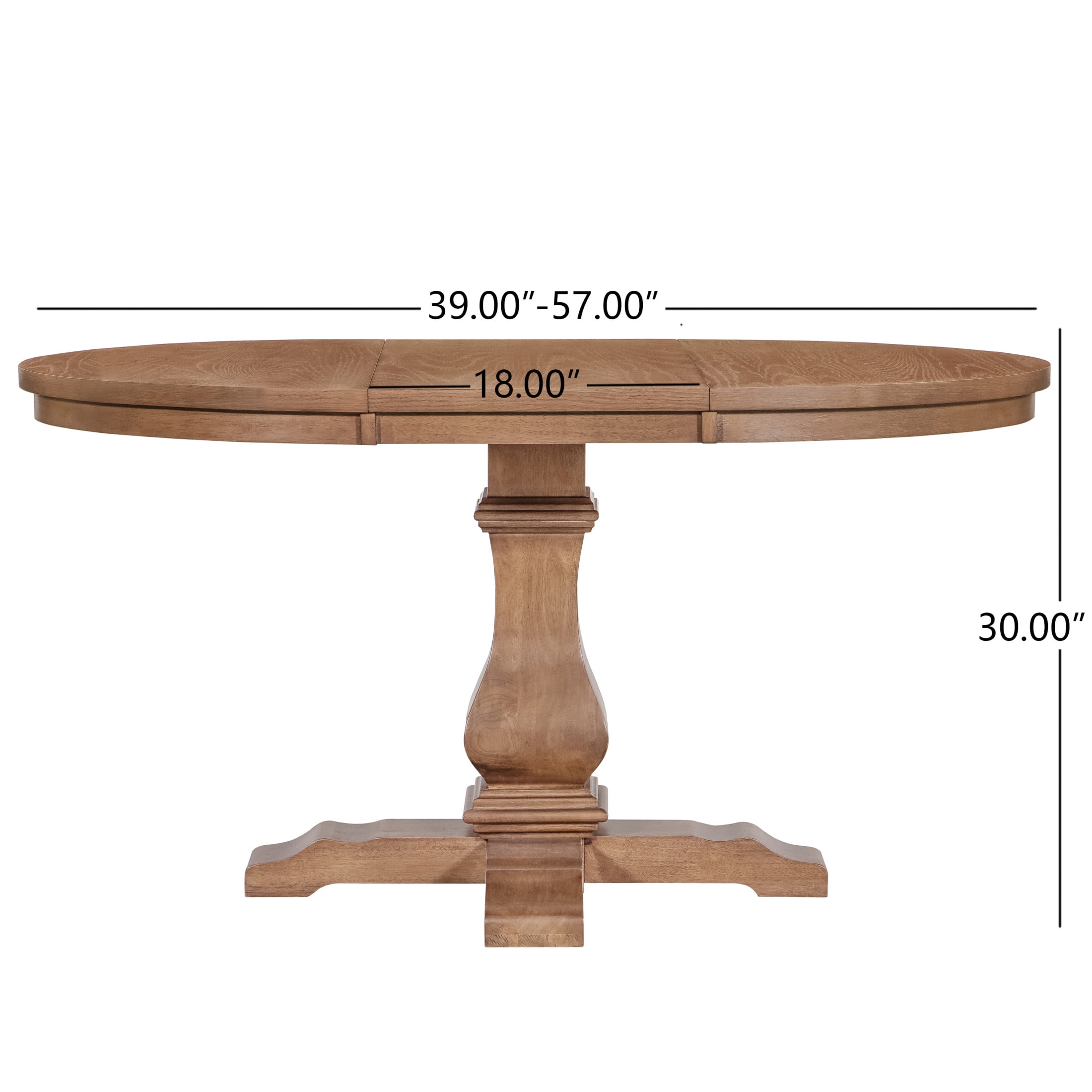 Christopher Knight Home 57" Oval Extendable Dining Table with Pedestal Base, Rustic Farmhouse Style, Walnut