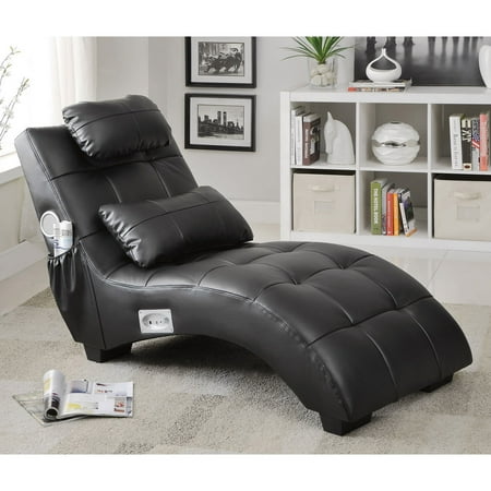 3 Piece Leather Chaise - Coaster 550018 Home Furnishings Chaise, Black