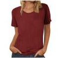 thumbnail image 6 of Puntoco Tops Blouses for women Clearance 2025,Women's Short Sleeve Round Neck Casual Pullover Top Wine XL(XL), 6 of 6