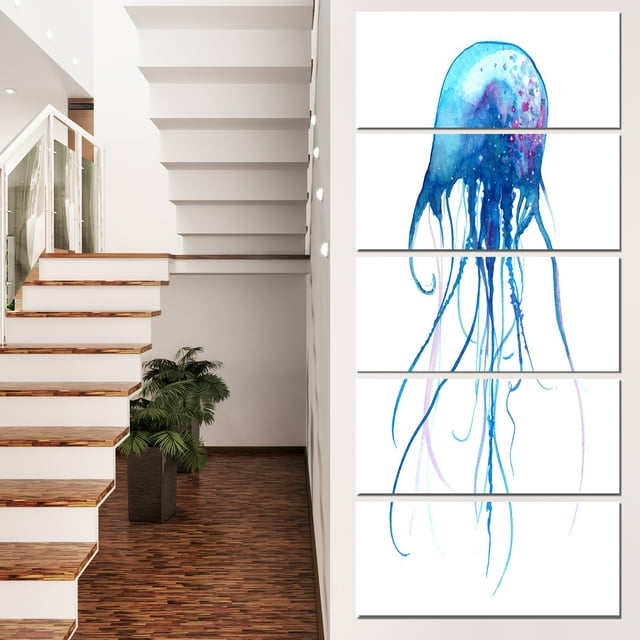 Light Blue Jellyfish Watercolor - Animal Canvas Art Print