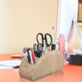 thumbnail image 2 of SITHON Remote Control Holder with 5 Compartments - PU Leather Remote Caddy Desktop Table Organizer Store TV, DVD, Blu-Ray, Media Player, Heater Controllers, Woodgrain Khaki, 2 of 7