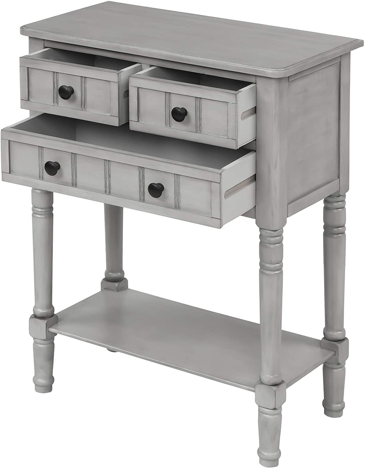 Harper & Bright Designs Narrow Console Table Entryway Table Slim Sofa Table with Three Storage Drawers and Bottom Shelf Wood Side Table for Living Room