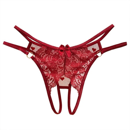 

Scyoekwg Women S Thong Panties Lace Underwear Lingerie Panties Hollow Ladies Underwear Underpants Lingerie Cheeky Panties Soft Solid Color Breathable Comfortable Briefs Underpants Wine Free Size