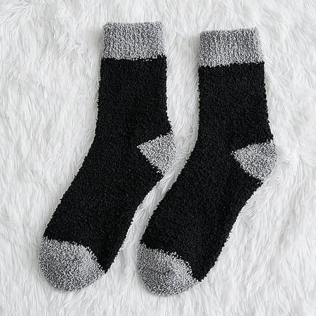 

50% off Christmas Socks! TMOYZQ Christmas Socks for Women Winter Men Coral Fleece Christmas Socks Middle Tube Sleeping Home Solid Stocking Holiday Gifts on Clearance