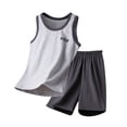 thumbnail image 2 of SGFCWSX Boys 2 Piece Outfits Sleeveless Tank Top and Shorts Set Summer Casual Breathable Soft Playwear Gray Size 6, 2 of 9