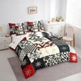thumbnail image 3 of Feelyou Vintage Xmas Plaid Twin Bedding Sets 7-Piece, Winter Snowflake Bedding Comforter Set, Christmas Patchwork Reversible Sheet Sets, Breathable Home Decor, 3 of 7