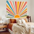 thumbnail image 5 of Boho Burning Sun Tapestry Wall Hanging, Retro 70s Abstract Vintage Geometric Rainbow Sunrise Tapestries for Bedroom Living Room Backdrop 60×80 inch, 5 of 7