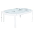 Oval Coffee Table, Outdoor Table with Tempered Glass Top White Aluminum ...
