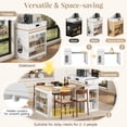 thumbnail image 4 of Extendable Dining Table with Folding Tabletop,57.7" Kitchen Storage Island Bar Table with Wheels & Hooks,2 Drawers and Power Outlet,Modern Sideboard with Adjustable Shelves & Open Shelves,White, 4 of 8