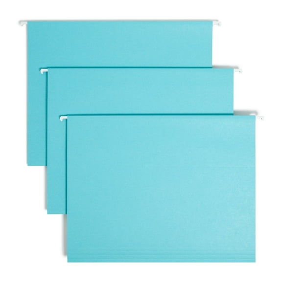 Smead 64058 Hanging File Folders, 1/5 Tab, 11 Point Stock, Letter, Aqua, 25/Box