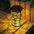 thumbnail image 4 of Farol colgante solar para exteriores | Lámpara de jardín de metal ahuecada con LED | Lámpara decorativa impermeable para patio, porche o jardín, 4 of 6