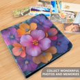 thumbnail image 4 of FORMRS 3 Ring Photo Album 4"x6" Self Adhesive Large Capacity PU Leather Cover, Large Purple Flowers, 4 of 8