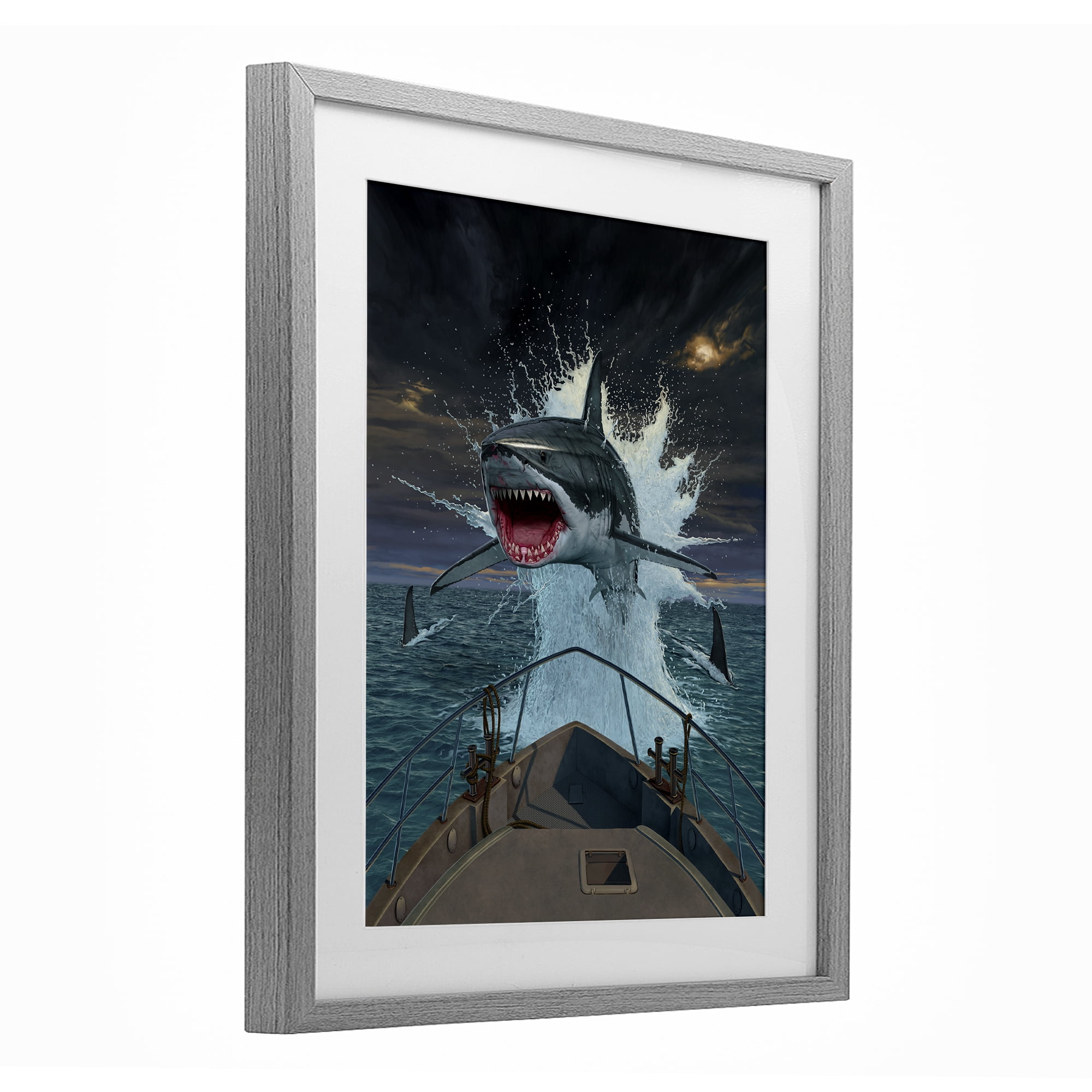 Stupell Industries Fish Out Of Water Gray Framed Print Under Glass, design by Vincent Hie