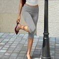 thumbnail image 4 of Women's Capri Leggings with Fold-over Waistband, Sexy Slim Fit Yoga Pants, Stretchy Ruched Workout Trousers for Gym and Running, 4 of 7