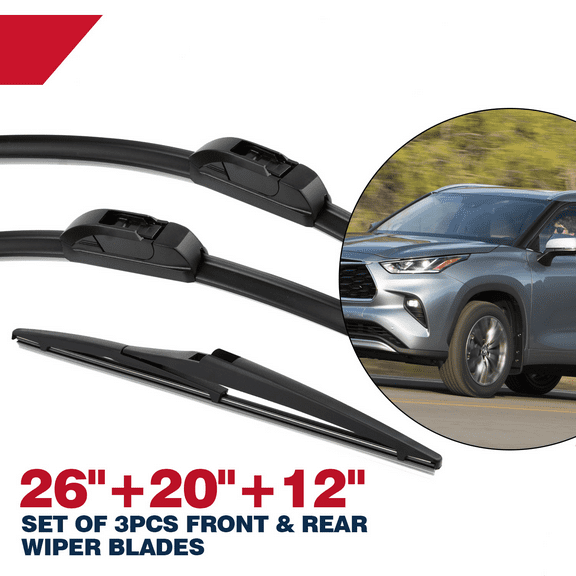 2008-2013 Toyota Highlander, 2015-2019 Toyota Highlander Windshield Wiper Blades 26" 20" 12"
