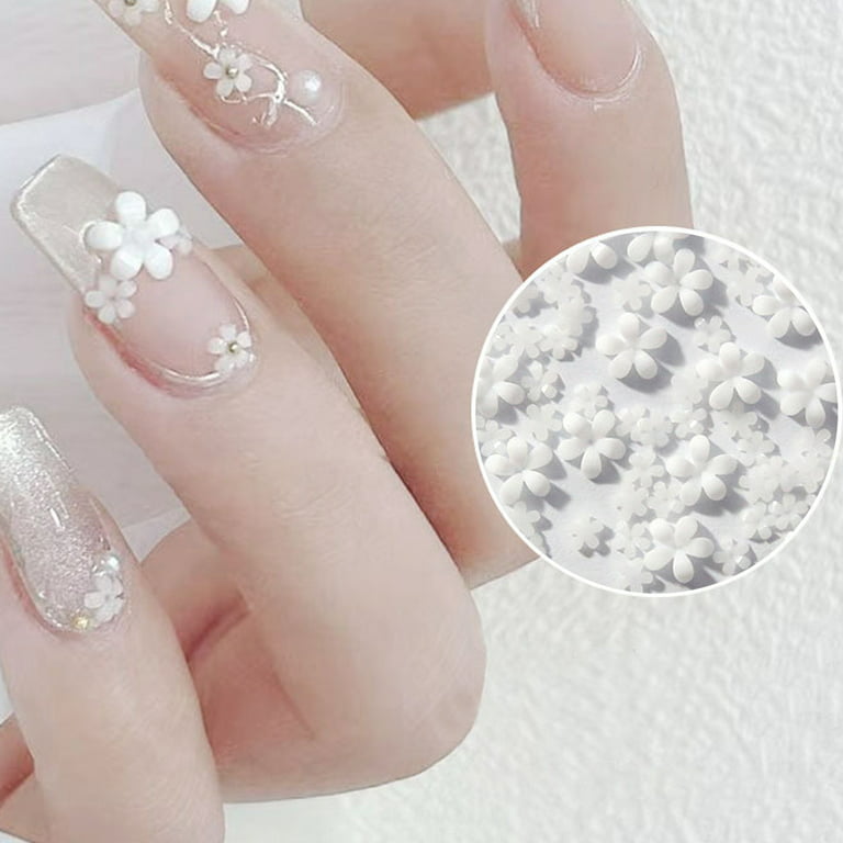 4pcs White 3D Nail Flowers Acrylic 3D Butterfly for Nails 