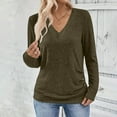 thumbnail image 3 of Fancifize Womens V Neck Shirt Pleated Long Sleeve Tunic Pullover Top Business Casual Work Blouses Fall Fashion Oufits with Buttons, 3 of 5