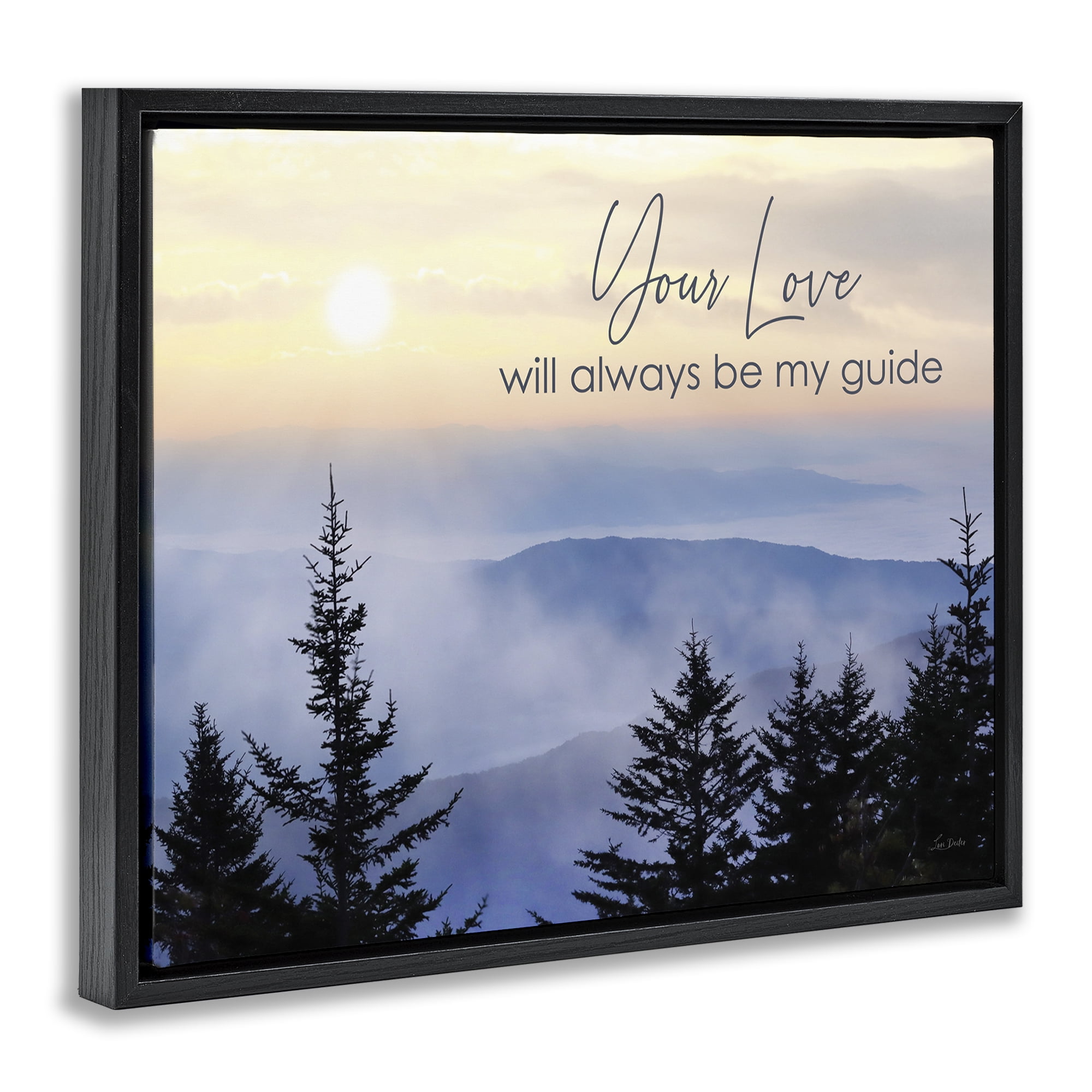 Stupell Industries Love Will Be My Guide Landscape Painting Black Floater Framed Art Print Wall Art, 21 x 17