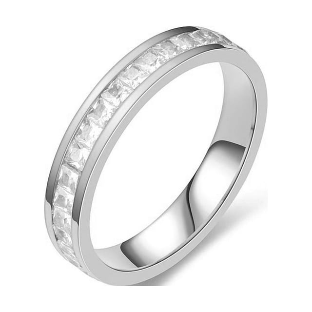 Anillo de cristal para mujer, joyería de mano de compromiso exquisita, círculo de Metal con diamantes de imitación, decoración de vestir Ropa, zapatos y accesorios Miscelánea Plata Talla 7 Qarigey AP014468-03