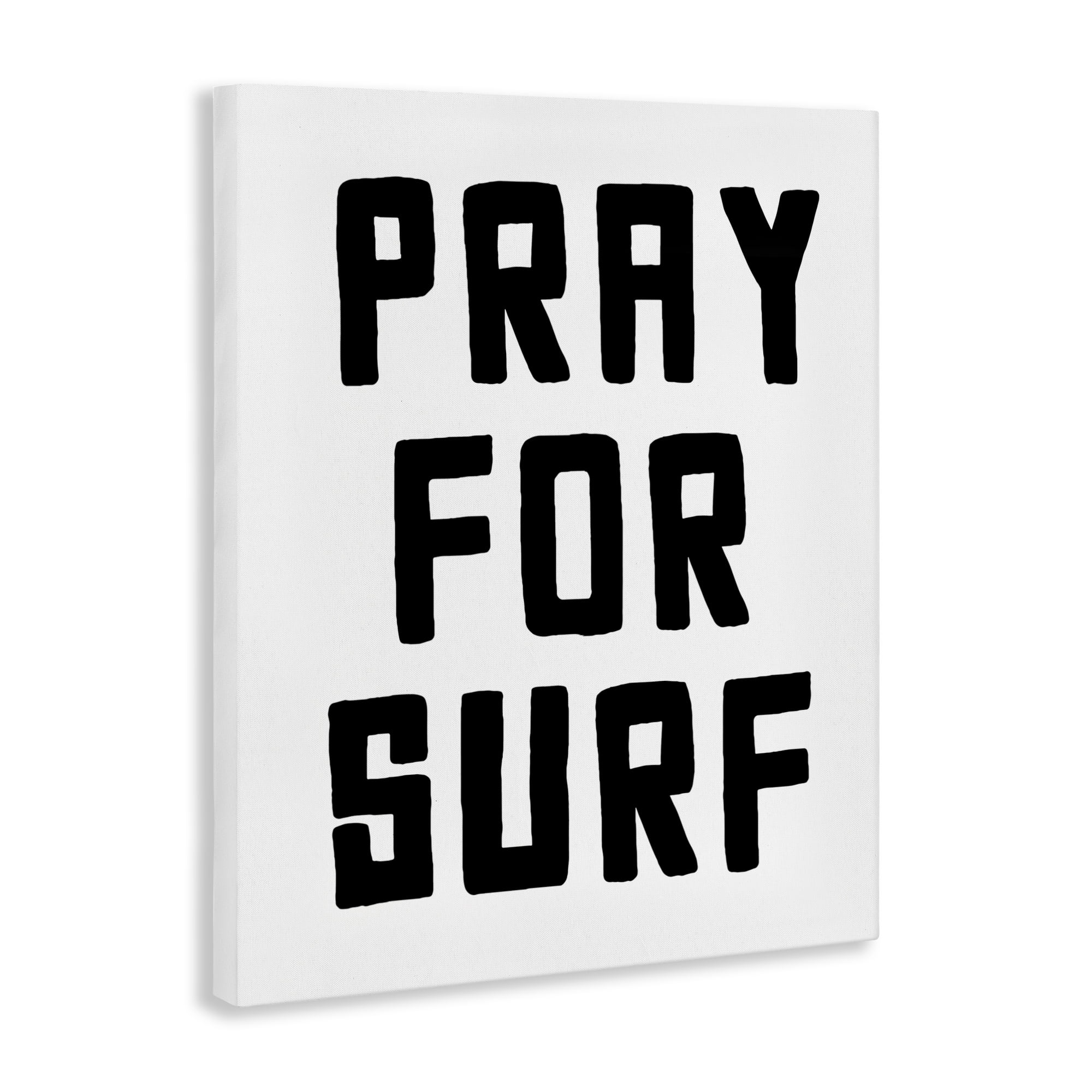 Pray For Surf Simple Sentiment Canvas Wall Art, design by Lettered and Lined