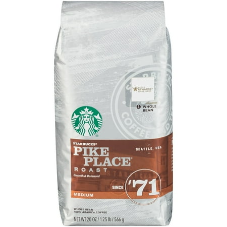 Starbucks Pike Place Roast Medium Roast Whole Bean Coffee, 20-Ounce (Best Type Of Coffee Beans For Cold Brew)