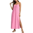 thumbnail image 1 of CHUMUD Robes d'Été pour Femmes à Bretelles Spaghetti Fente Latérale Maxi Robe de Plage Vacances Voyage Tenue Décontractée, 1 of 8