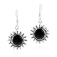 thumbnail image 1 of Sunshine Daisy Sunflowers Black Onyx Inlays .925 Sterling Silver Earrings, 1 of 5