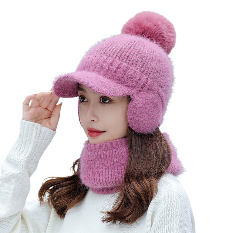 Wool Beanie Hat with Earflaps Cute Knitted Winter Skull Cap Women Winter Cuffed Knit Beanie Hat Earflap Hat Soft Warm  main image 4