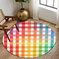 thumbnail image 2 of Round Rugs 5Ft, Colorful Stripe Round Area Rug Washable Indoor Throw Carpet, Farmhouse Striped Modern Abstract Art Soft Non Slip Circle Rug for Cabinet Bathroom Home Decor Aesthetic, 2 of 8