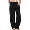 thumbnail image 1 of Pantalón Palazzo FireSwan de pierna ancha con cordón, negro, 1 of 5