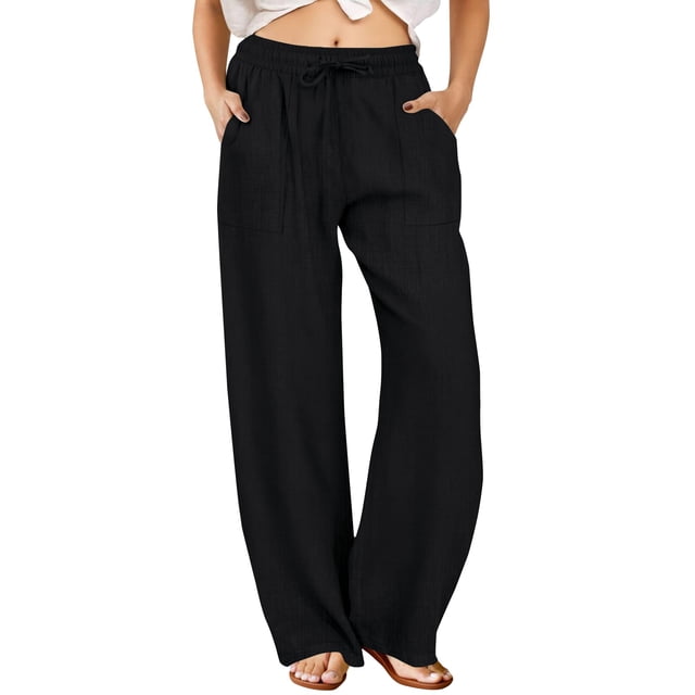 Pantalón Palazzo FireSwan de pierna ancha con cordón, negro