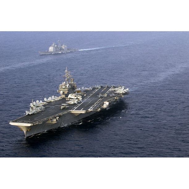 Laminated Poster The Aircraft Carrier Uss Kitty Hawk Cv 63 And The Guided Missile Cruiser Uss Princeton Cg 59 Ste Poster Print 20 X 30