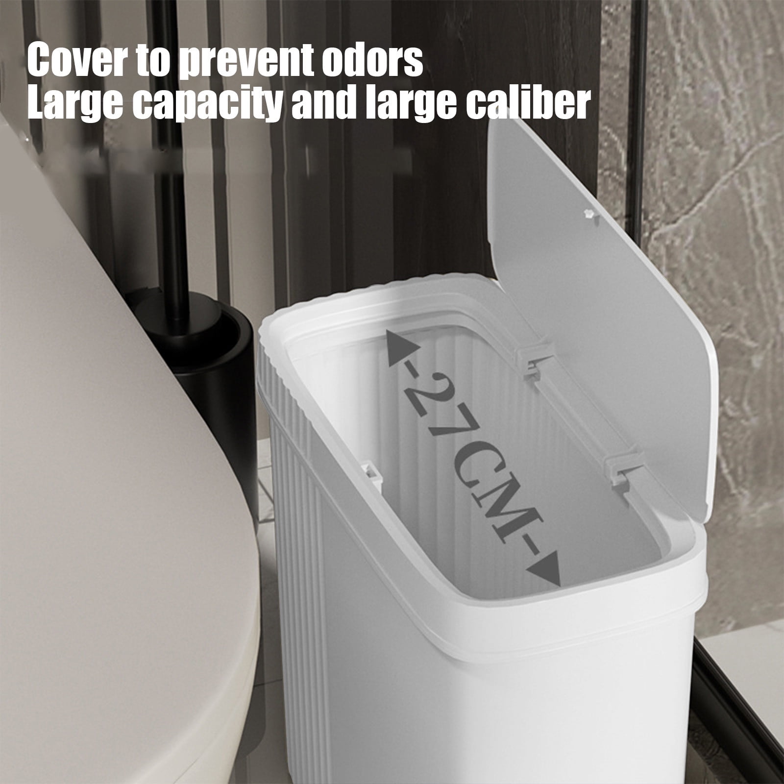 Bathroom Trash Can with Pop-Up Lid, Odor-Locking Garbage Bin – Press Button Open, Leak-Proof, Compact for Toilet Office Bedroom Living Room Small Spaces
