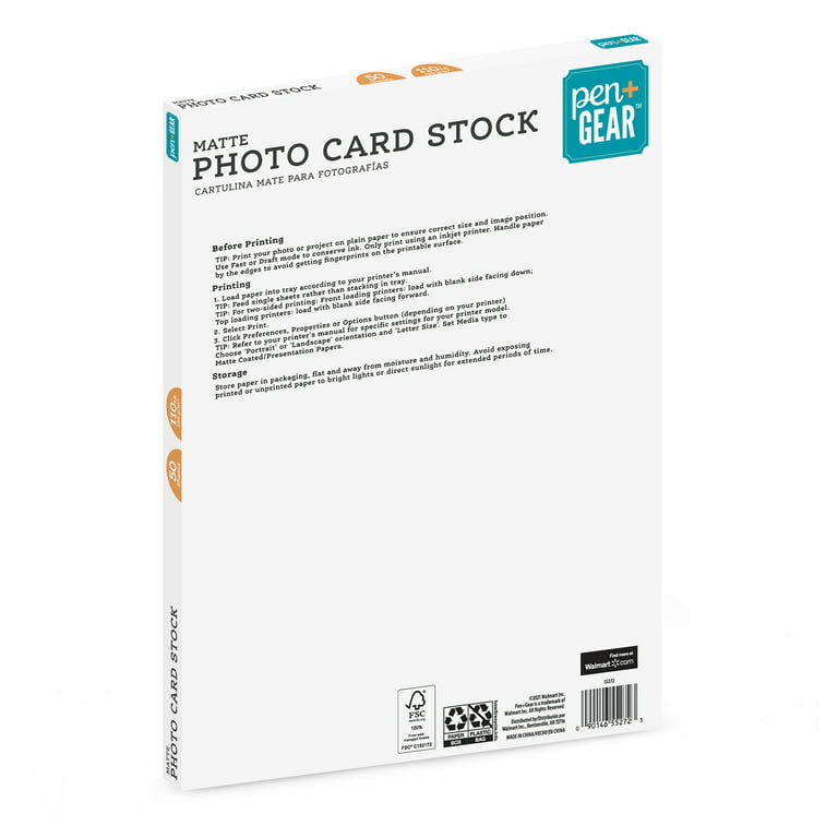 Pen+Gear Premium White Index Card Stock, 8.5 x 11, 199 GSM, 150 Sheets