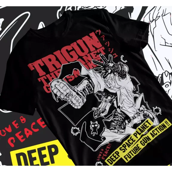 RARE Trigun Vash The Stampede Moon Anime Manga Unisex Tshirt T-Shirt Soft Tee