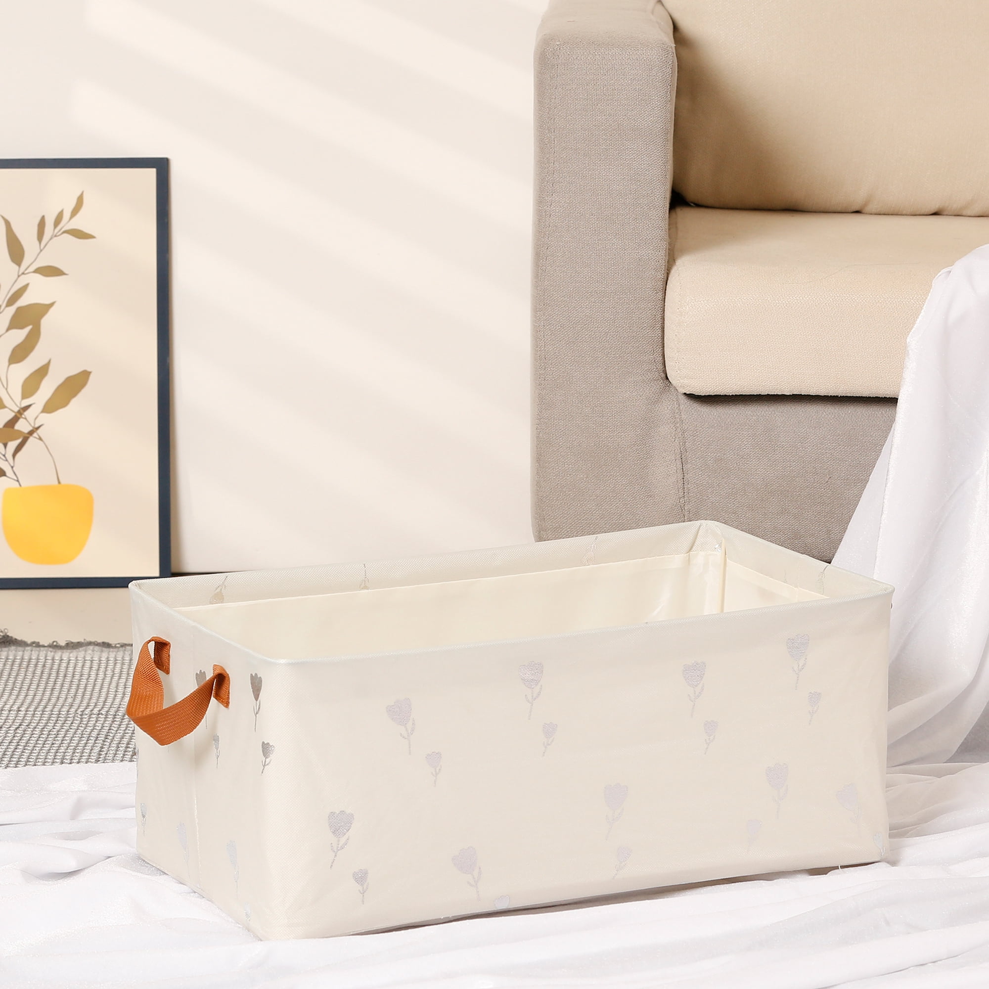 Unique Bargains Fabric Storage Cube Storage Bin Storage Basket Beige