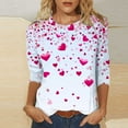 thumbnail image 5 of Vetsdori Womens Valentine Tops Summer Plus Size Blouses Graphic Holiday,3/4 Sleeve Gifts for Girlfriend Fashion T-Shirts for Junior Crew Neck, 5 of 6