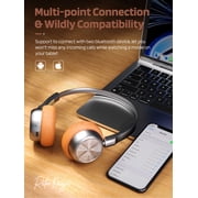 iKF R1 Wireless Retro Wireless Headphones Bluetooth 5.3 APP Custom Sound 60 Hours Playtime Game Mode Noise Isolation Built-in Microphone Throwback 80s 90s Design (Brown)